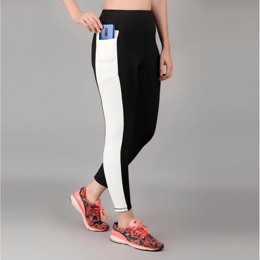 Generic Women's Polyester Solid Ankle length High Waisted Tights (Black) - Image 2