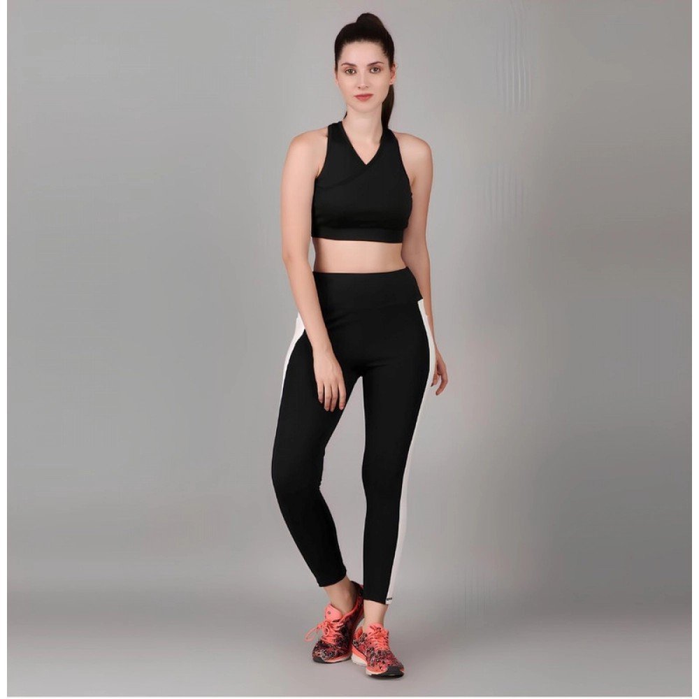 Generic Women's Polyester Solid Ankle length High Waisted Tights (Black) - Image 3