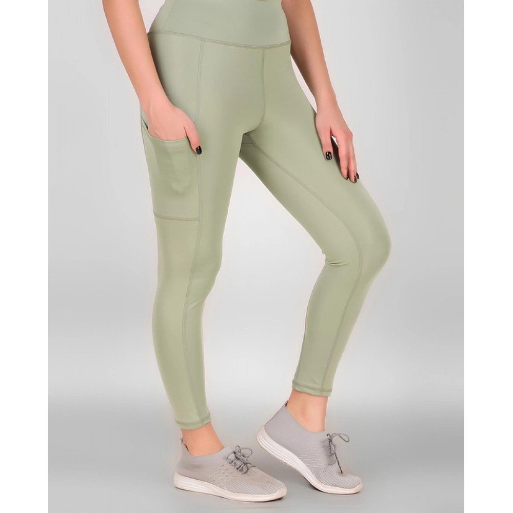 Generic Women's Polyester Solid Ankle length High Waisted Tights (Sea Green) - Image 2