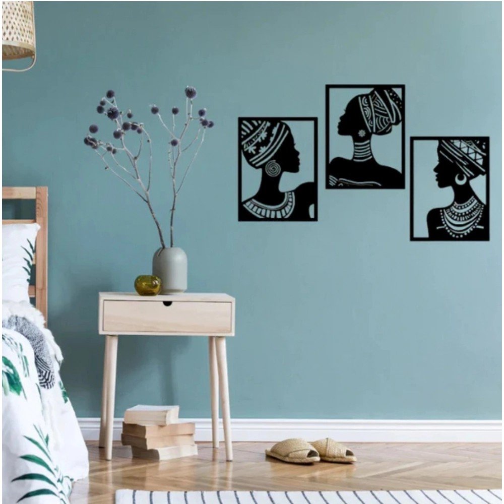 Generic African Elegance Wooden Wall Decor – Set of 3 Panels (Black) - Image 2