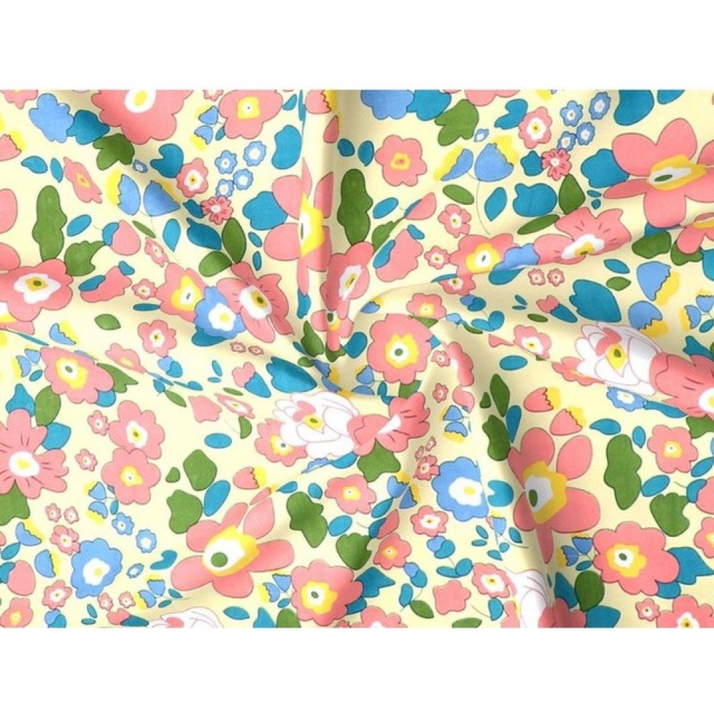 Generic Cotton Blend Floral Printed Double Bedsheet with 2 Pillow Covers (Yellow) - Image 3