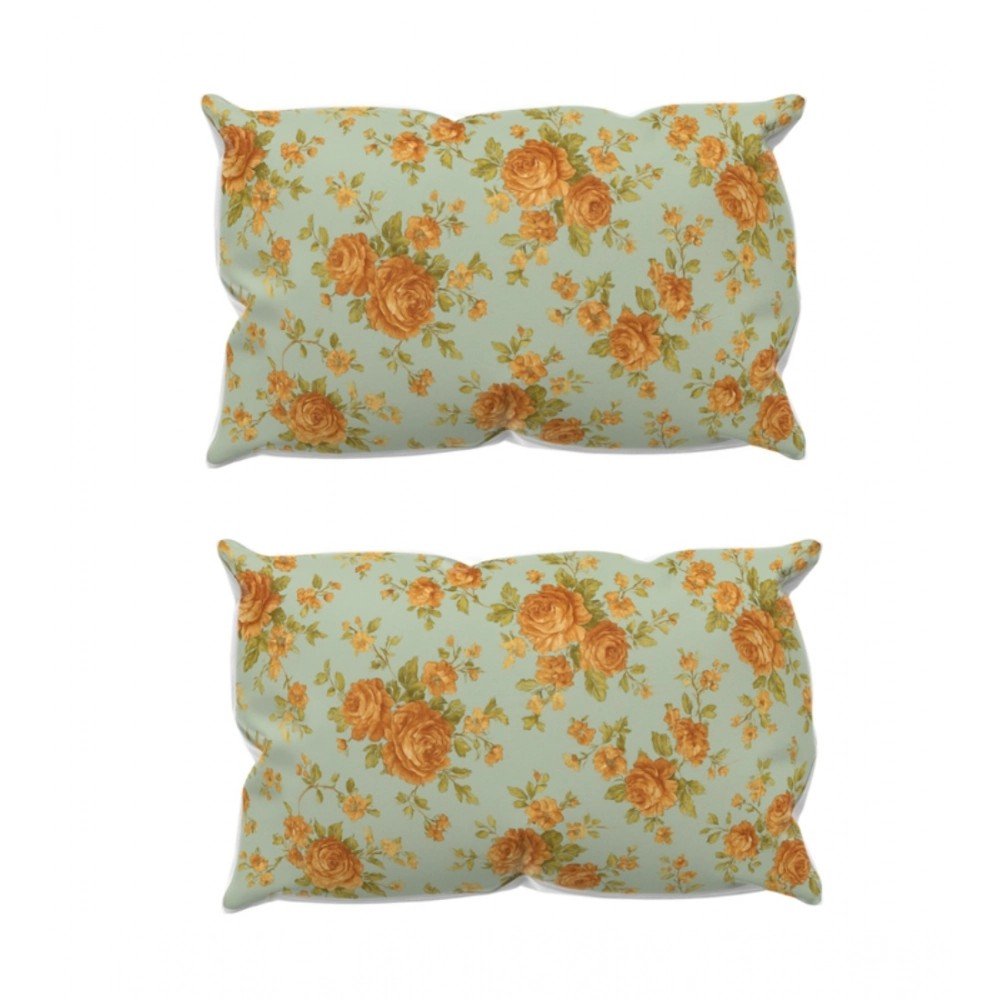 Generic Microfiber Floral Printed Double Bedsheet with 2 Pillow Covers (Beige) - Image 3