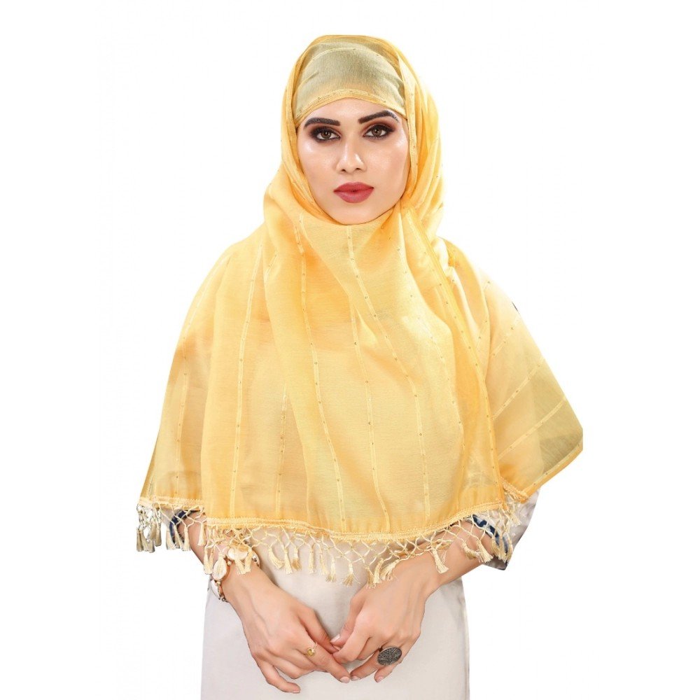 Generic Women's Cotton Silk Strips Printed Dupatta (Yellow, Length:2-2.4 mtr) - Image 2
