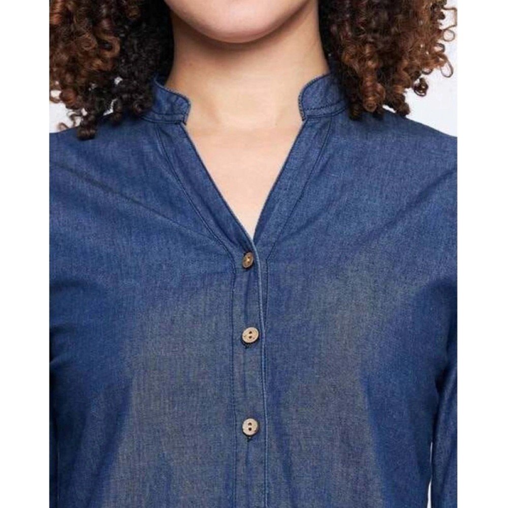 Generic Women's Casual Denim Full sleeve Dress (Blue) - Image 3