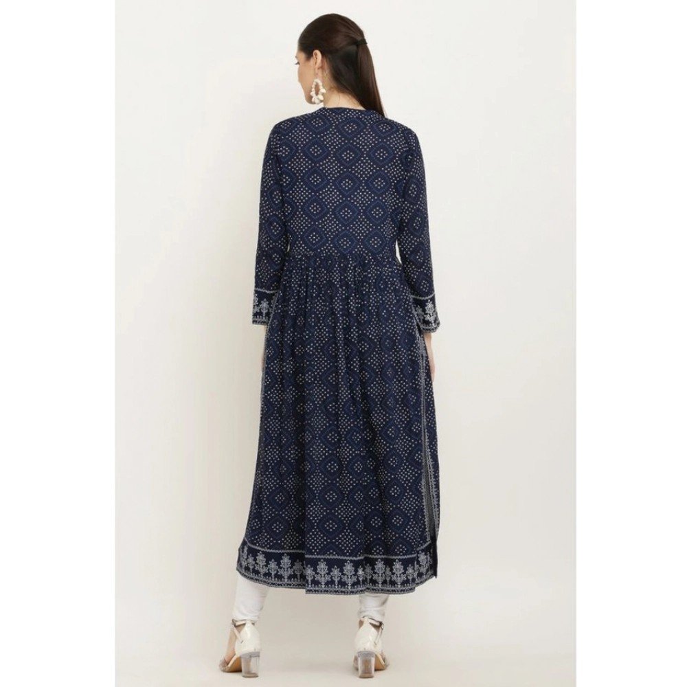 Generic Women's Casual Rayon Full sleeve Kurti (Blue) - Image 2