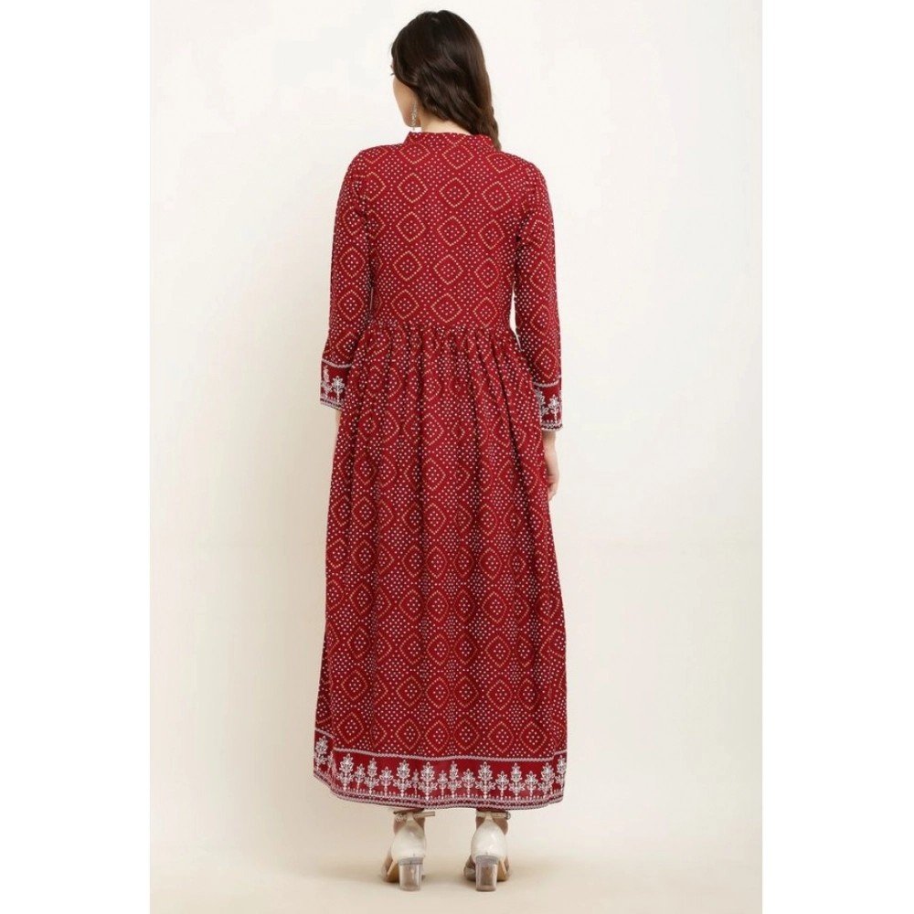 Generic Women's Casual Rayon Full sleeve Kurti (Maroon) - Image 2