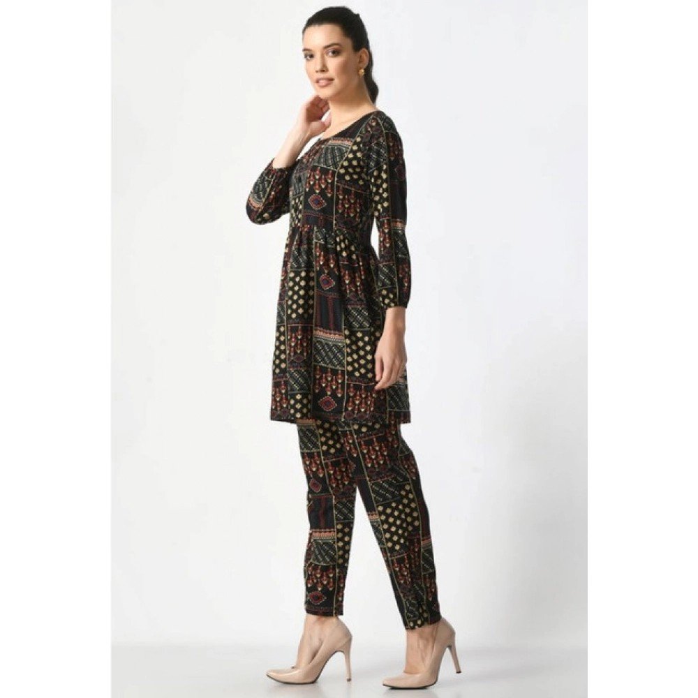 Generic Women's Casual Crepe 3-4th Sleeves Cord Set (Black) - Image 2
