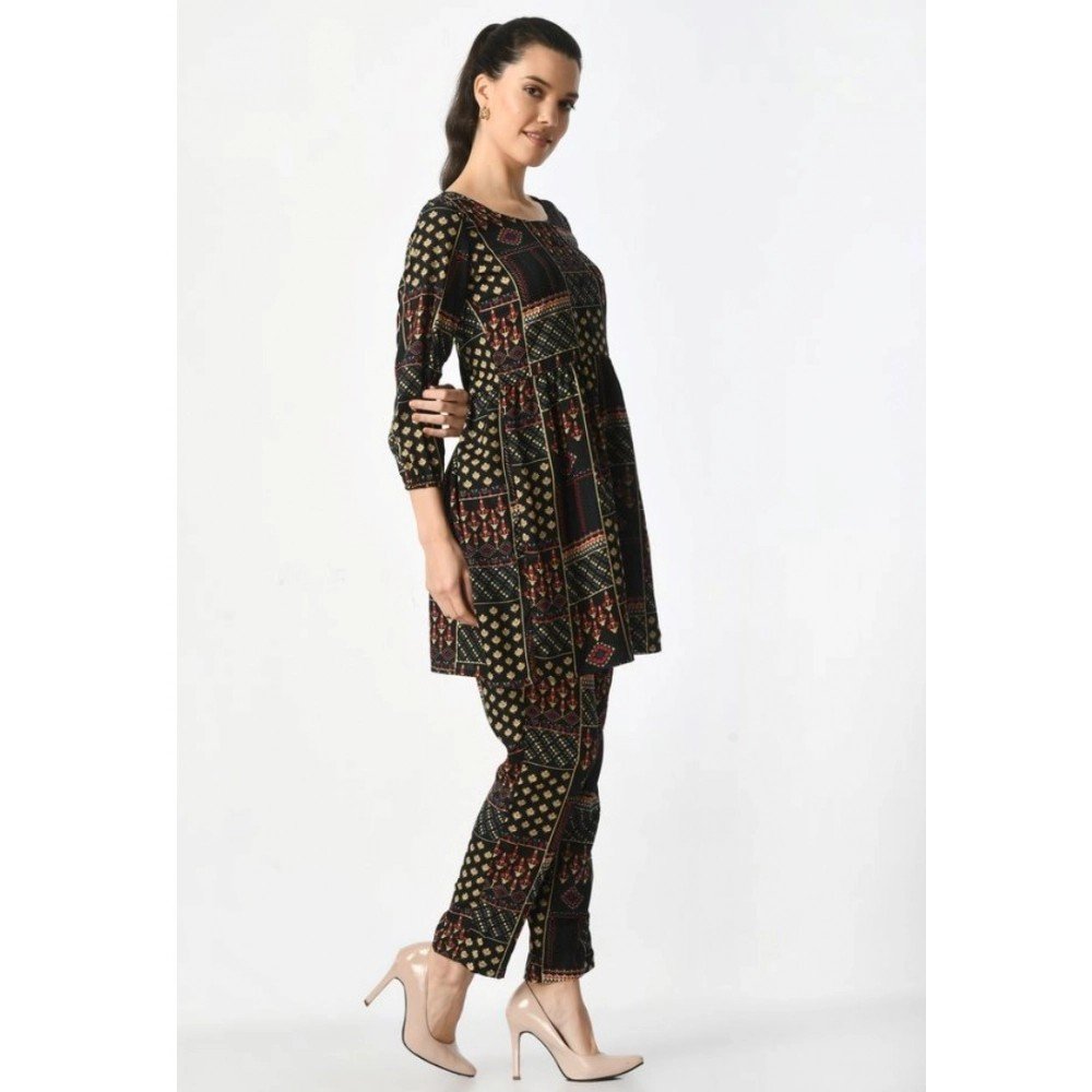 Generic Women's Casual Crepe 3-4th Sleeves Cord Set (Black) - Image 4