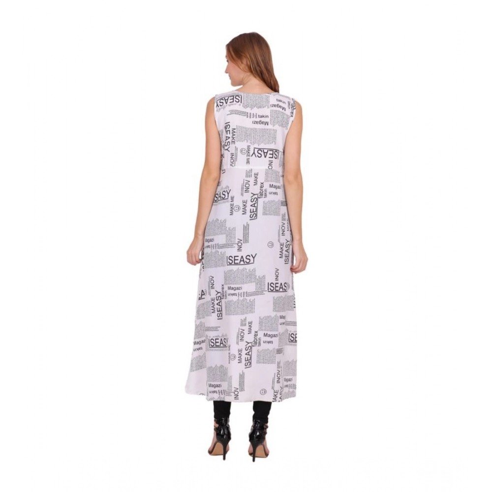 Generic Women's Casual Crepe Sleeveless Slit Dress (White) - Image 2