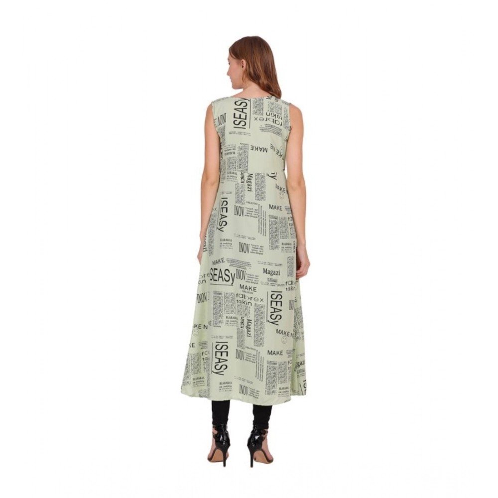 Generic Women's Casual Crepe Sleeveless Slit Dress (Light Green) - Image 2