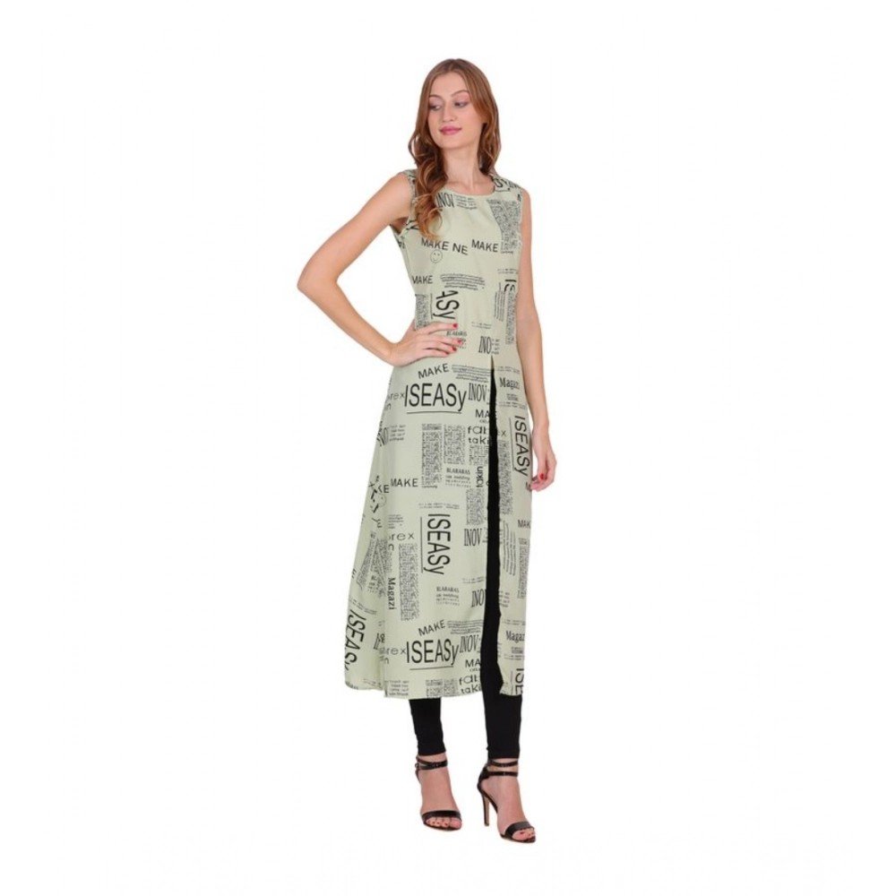 Generic Women's Casual Crepe Sleeveless Slit Dress (Light Green) - Image 4