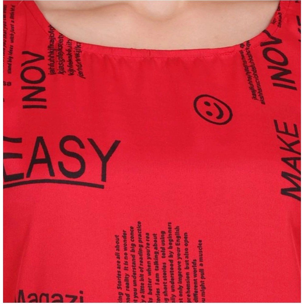 Generic Women's Casual Crepe Sleeveless Slit Dress (Red) - Image 3