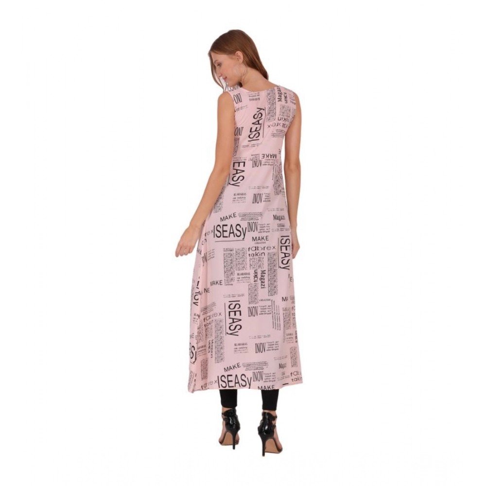 Generic Women's Casual Crepe Sleeveless Slit Dress (Light Pink) - Image 2