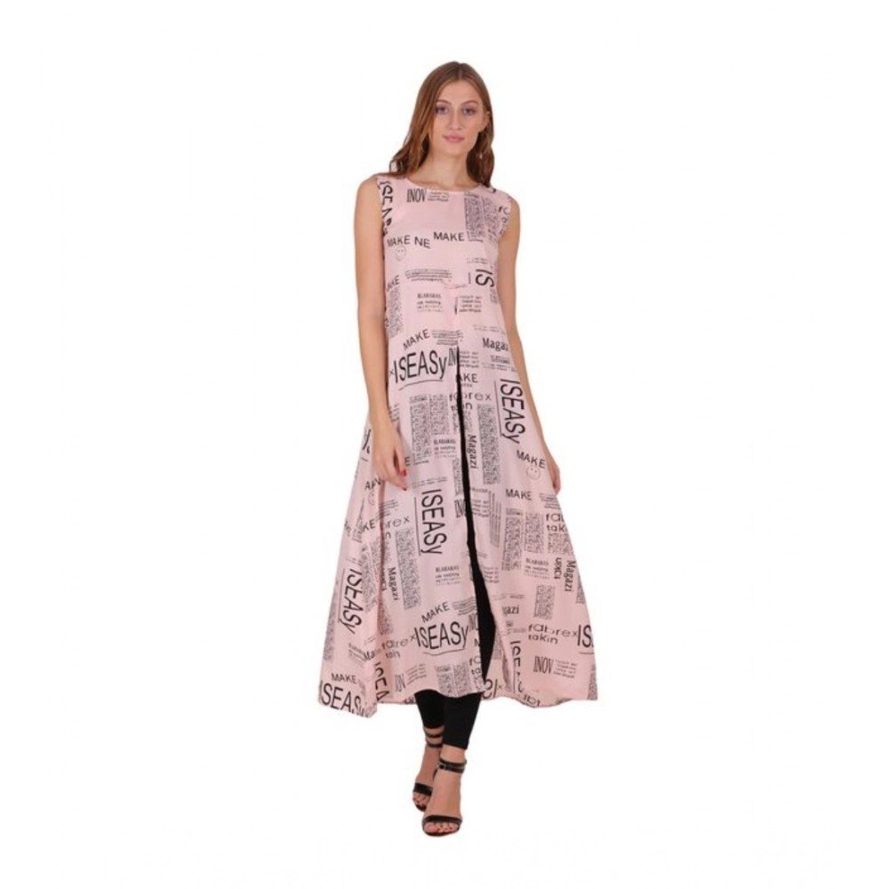 Generic Women's Casual Crepe Sleeveless Slit Dress (Light Pink) - Image 4