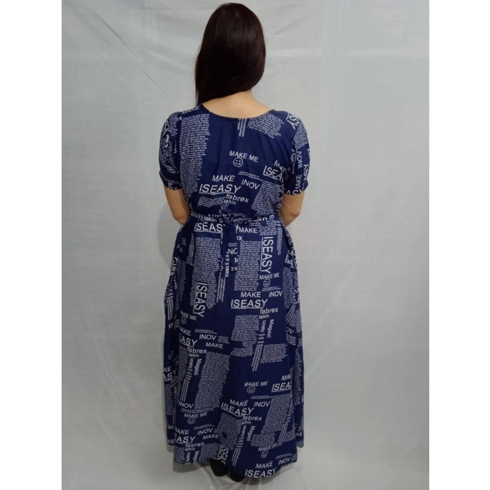 Generic Women's Casual Crepe Half Sleeves Dress (Blue) - Image 2