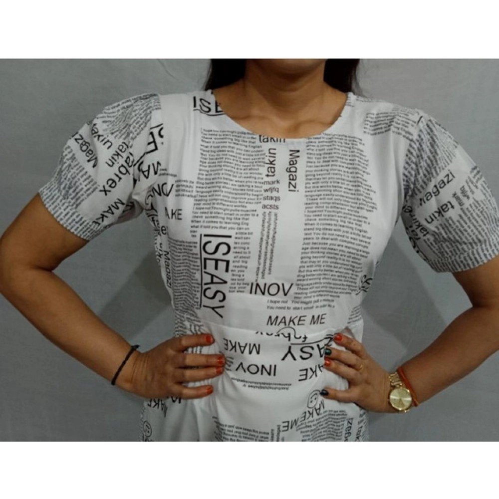 Generic Women's Casual Crepe Half Sleeves Dress (White) - Image 3