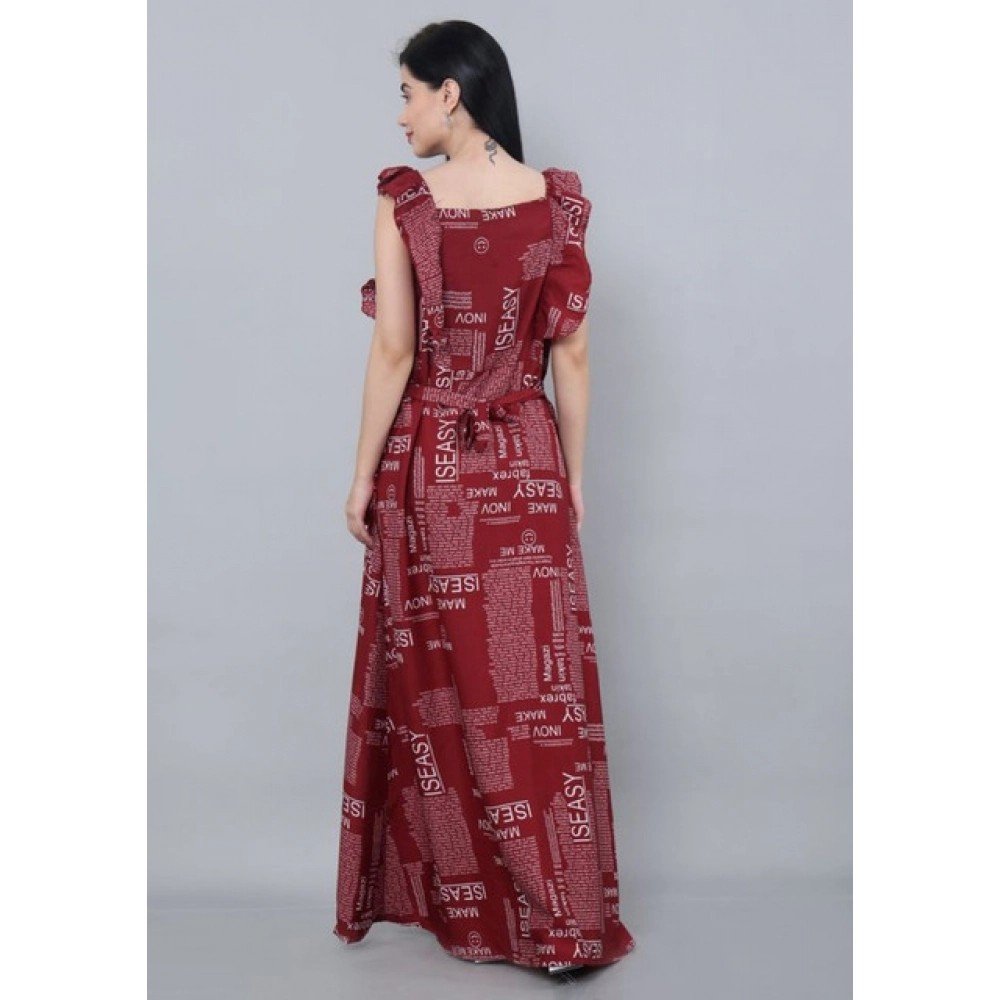 Generic Women's Casual Crepe Sleeveless Dress (Maroon) - Image 3