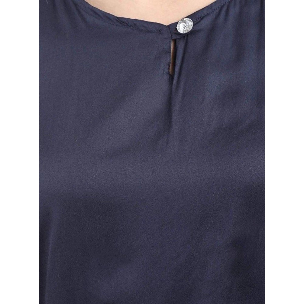Generic Women's Casual Crepe Sleeveless Jump Suit (Navy Blue) - Image 3