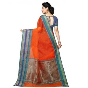 Generic Women's Kota Doria Cotton Border Saree With Blouse (Green, 5-6 Mtrs)