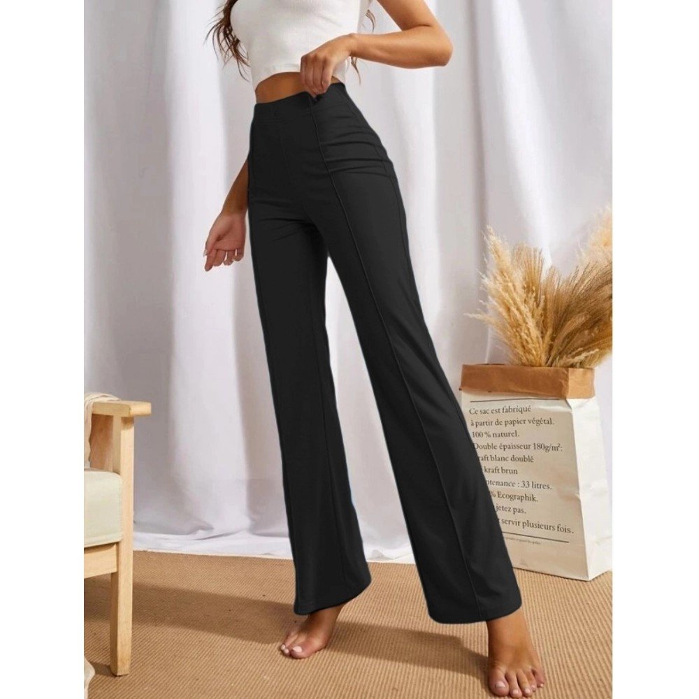 Generic Women's Polyester Solid Regular Fit Pant (Black) - Image 3