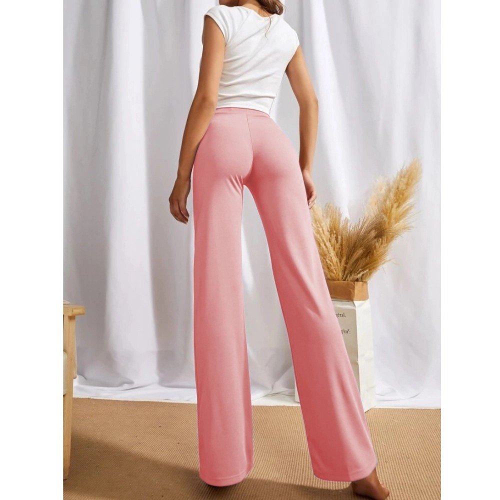 Generic Women's Polyester Solid Regular Fit Pant (Peach) - Image 2
