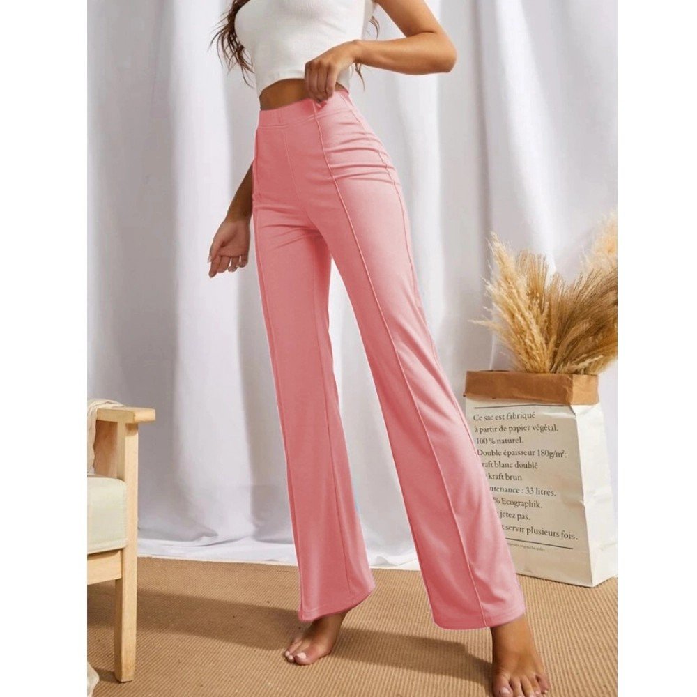 Generic Women's Polyester Solid Regular Fit Pant (Peach) - Image 3