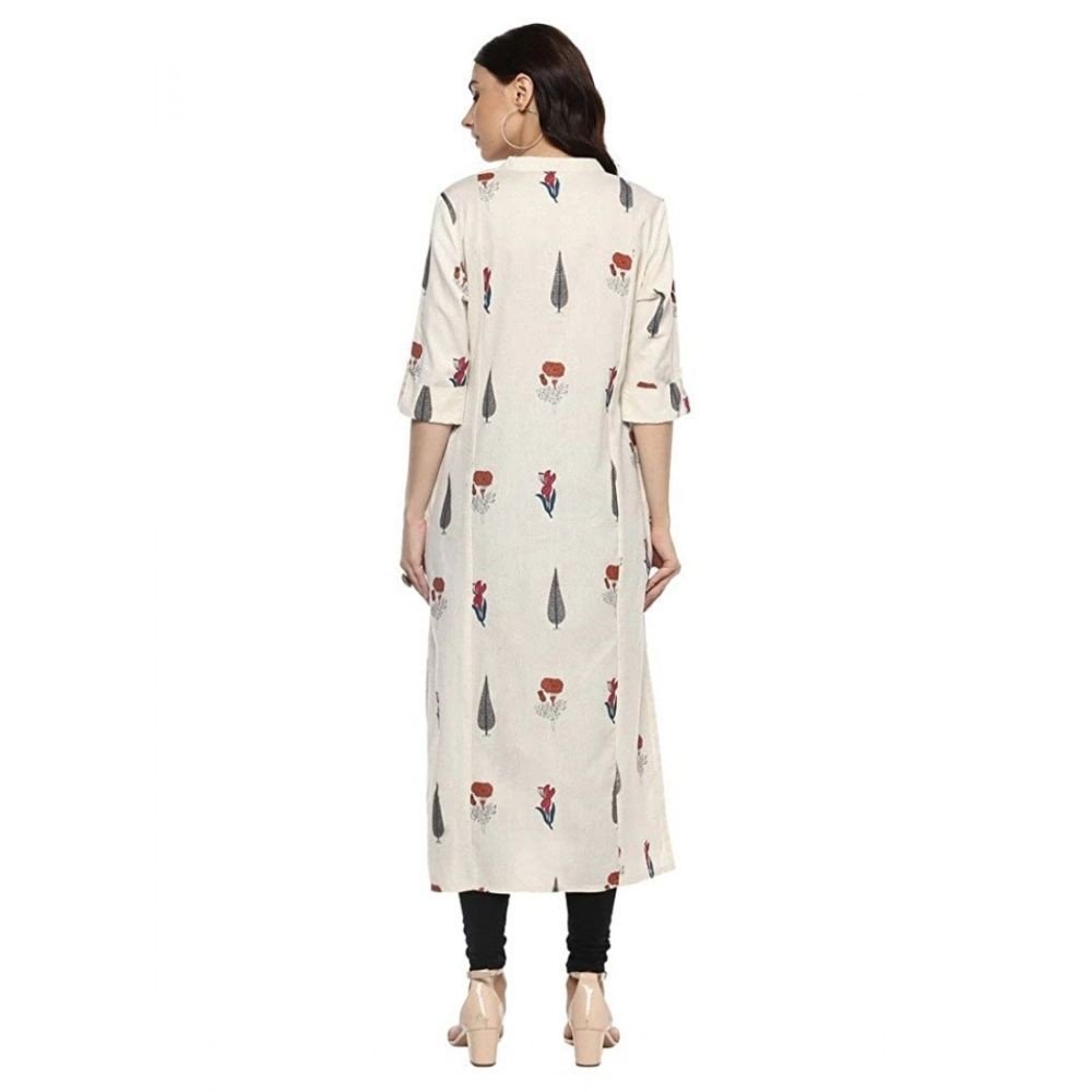 Generic Women's Khadi Embroidered Kurti (Yellow, Khadi)
