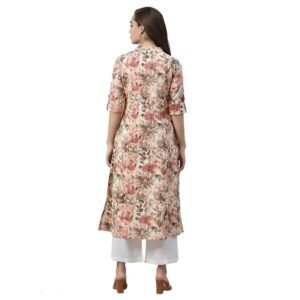 Generic Women's Cotton Printed Anarkali Kurti (Blue, Cotton)