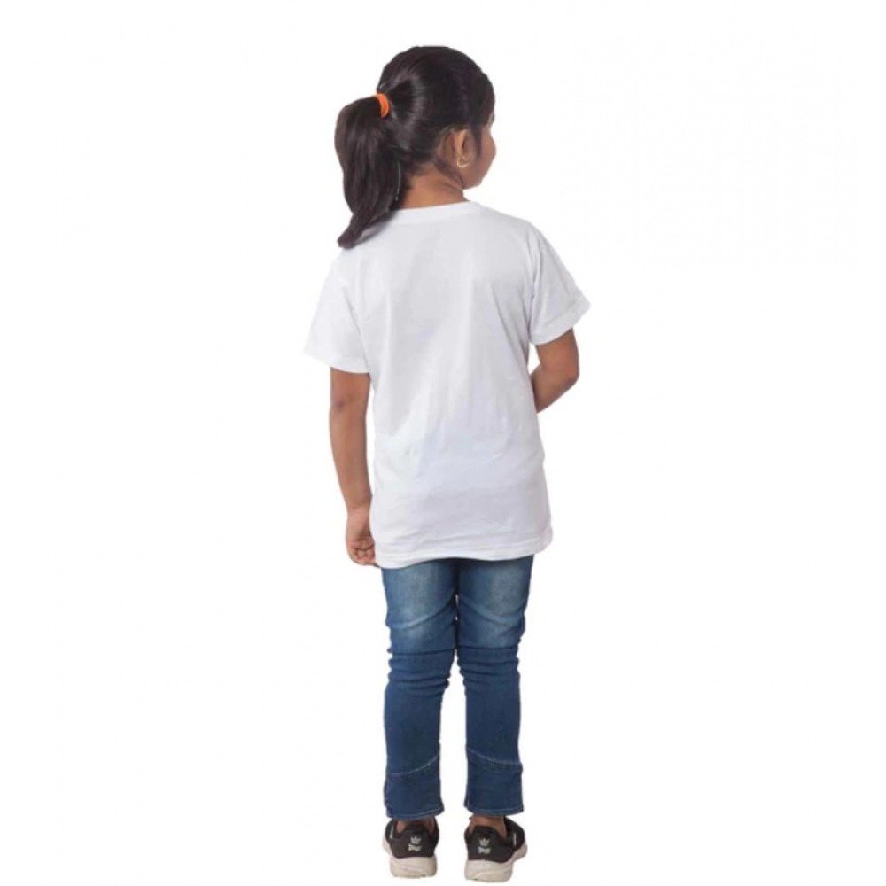 Generic Girls Cotton Bubo Half Sleeve TShirt (White) - Image 2