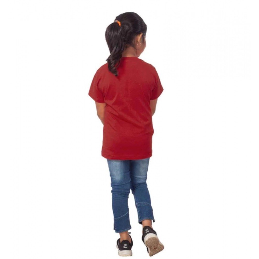 Generic Girls Cotton Panda Glass Half Sleeve TShirt (Maroon) - Image 2