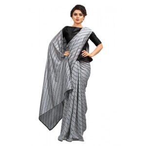 Generic Women's Vichitra Saree with Blouse (LightGreen, 5-6 Mtrs)