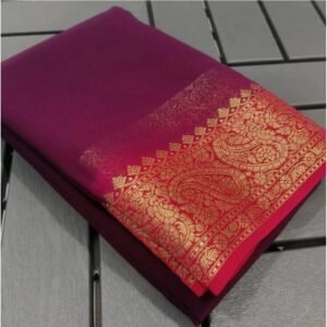 Generic Women's Crepe Chit Pallu Solid Saree With Unstitched Blouse 5.5Mtr��(Pink)