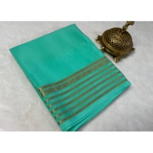 Generic Women's Crepe Chit Pallu Solid Saree With Unstitched Blouse 5.5Mtr��(Ramagreen)
