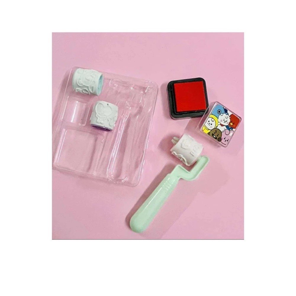 Pack Of_2 Roller Seal Stamp with Ink pad For DIY Kids Handle Rubber Stamp | Plastic | Stationery | 3+ Years - Image 2