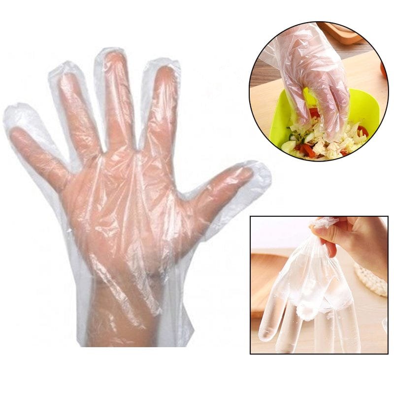 Plastic Transparent Disposable Clear Gloves (White) (100Pc) - Image 7