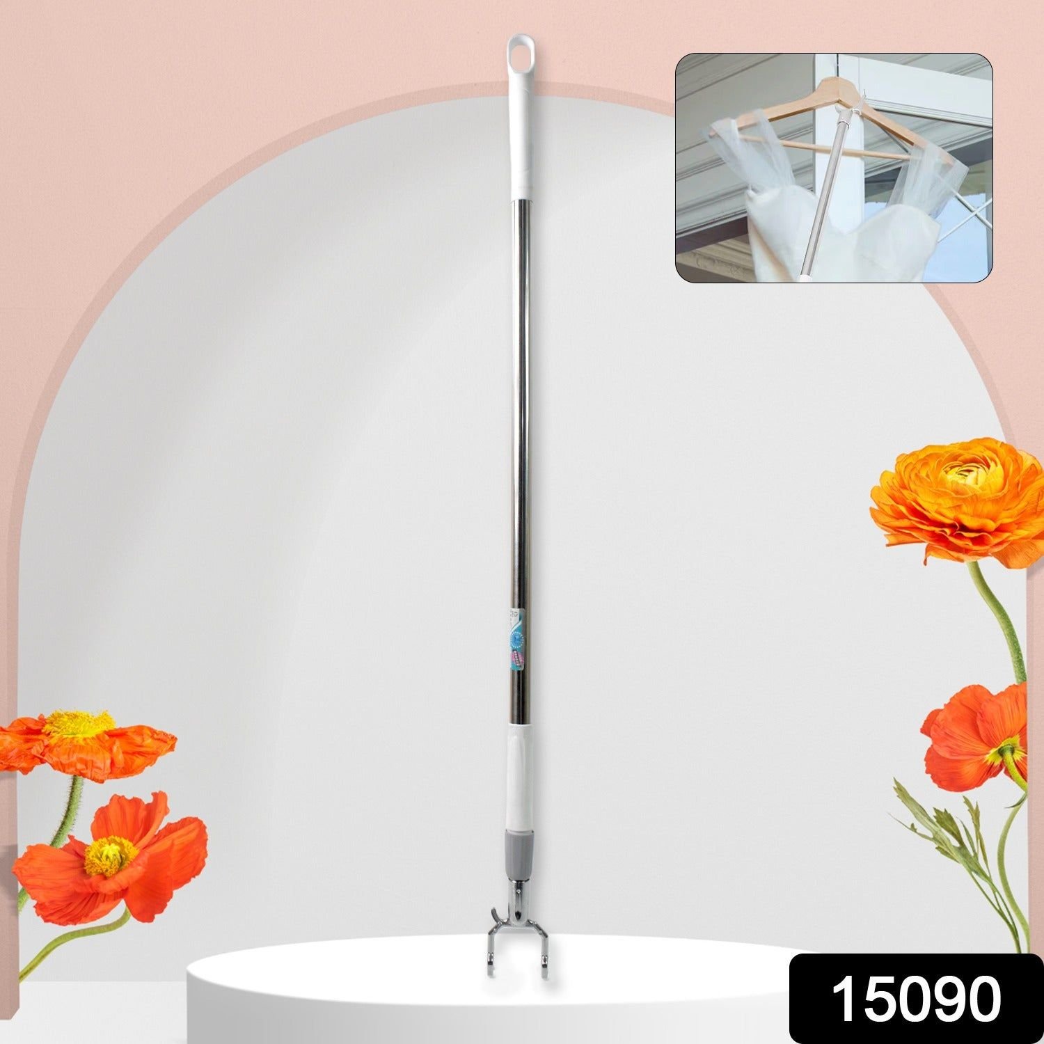 Stainless Steel Telescopic Pole Clothes Hooks Hanger (1 Pc / 155 cm) - Image 2
