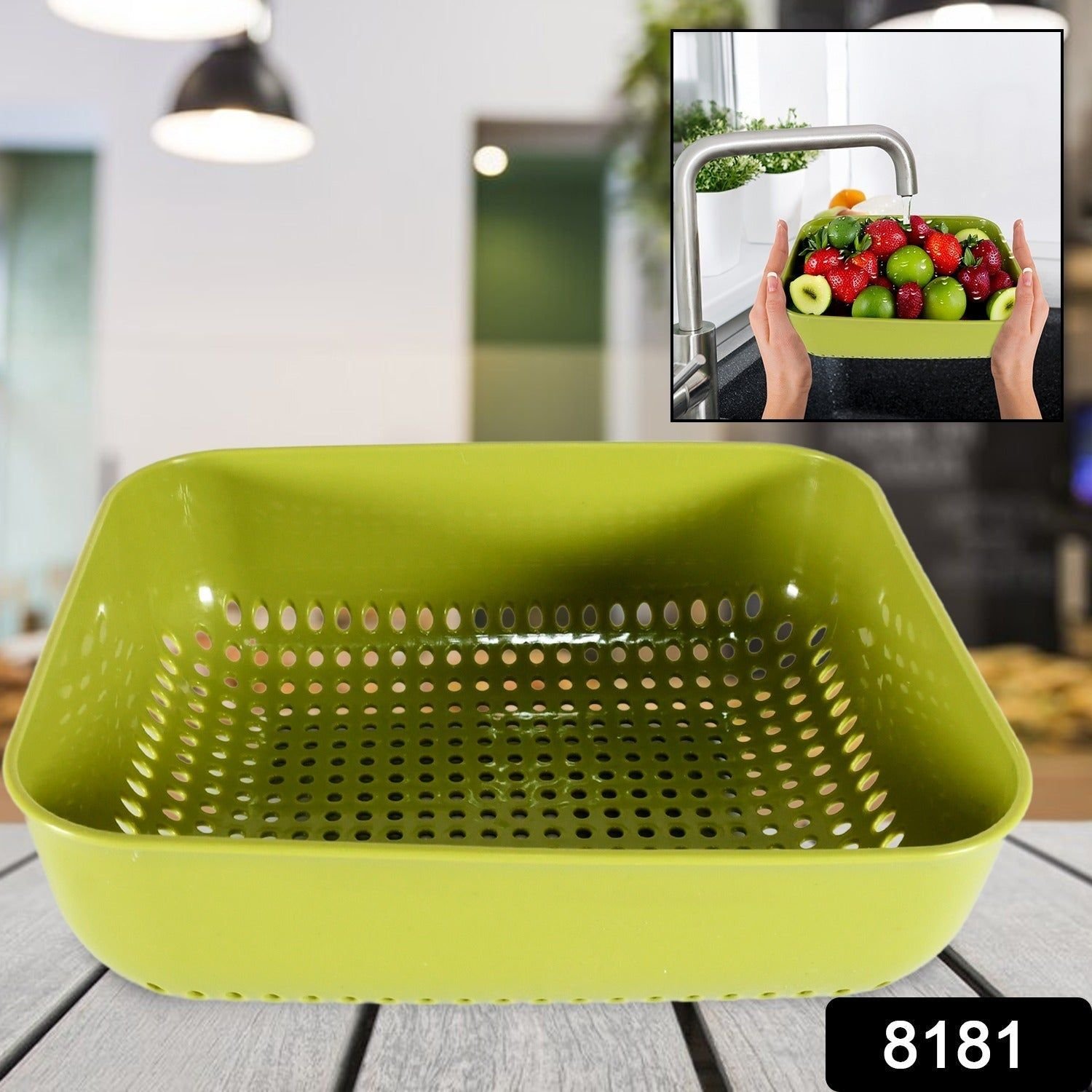 Multipurpose Small Plastic Kitchen Basket, Vegetables and Fruits Washing, Basket (20x17 Cm) - Image 2