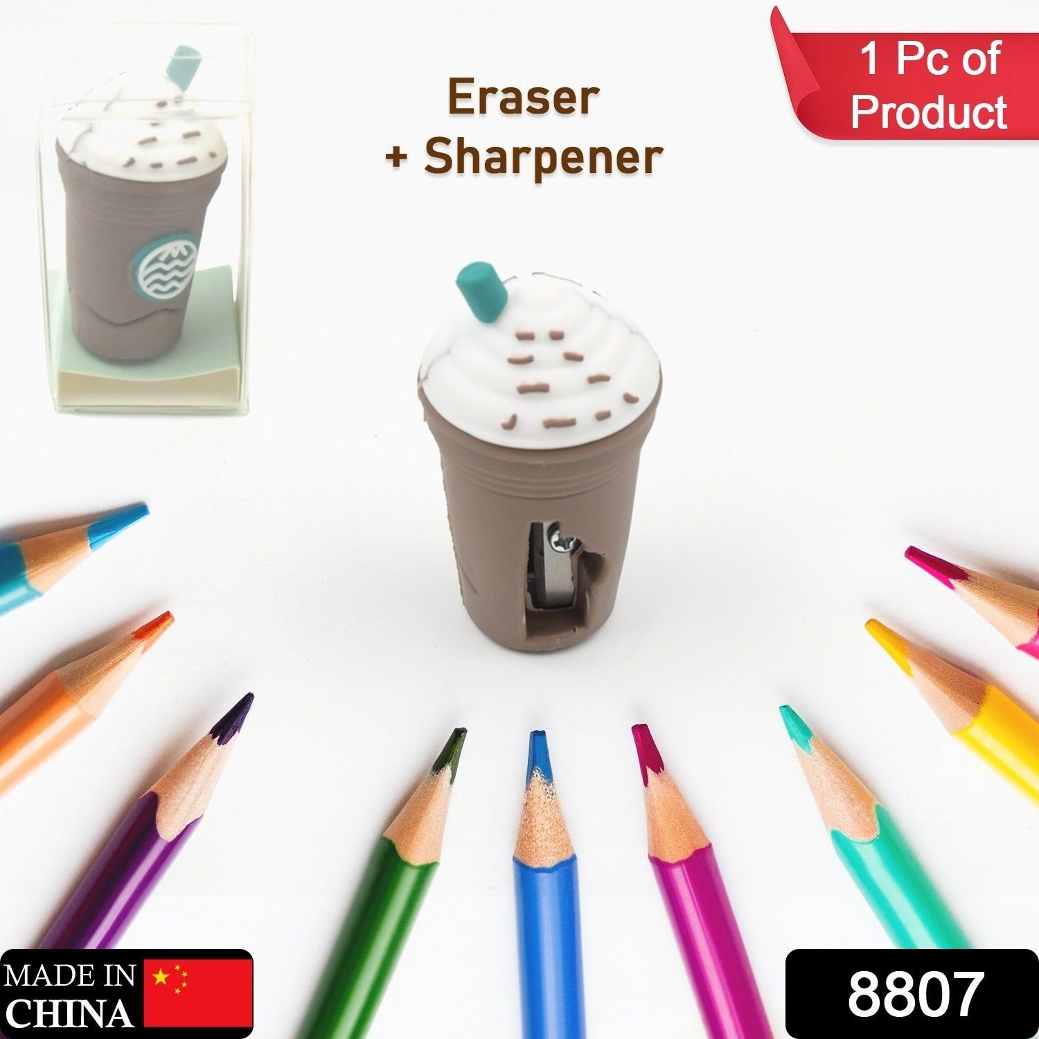 2In1 3D Cute Coffee Or Ice cream Shape sharpner Like Rotary Manual Pencil Sharpener for Kids Ice Cream Style Office School Supplies, Back to School Gi - Image 2