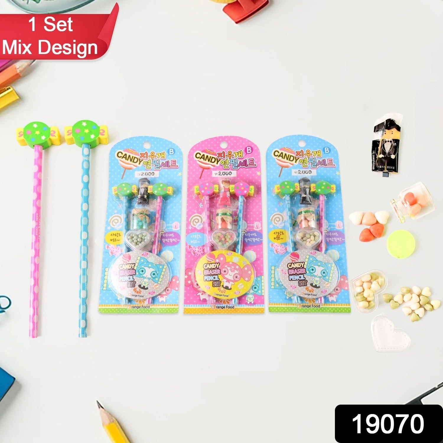 Fun Candy Design Pencil Set with Accessories (1 Set / Mix Design) - Image 2