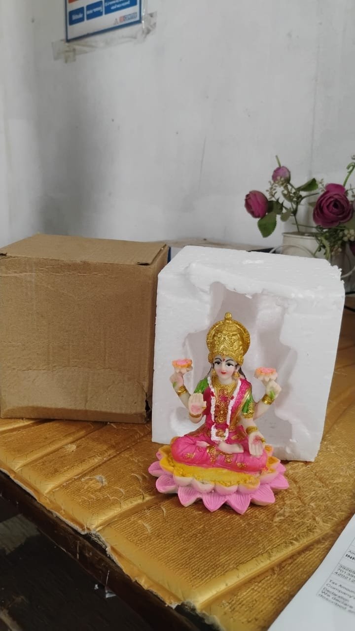 Beautiful Decorative Lakshmi Mata Idol Sitting on Lotus (1 Pc) - Image 8
