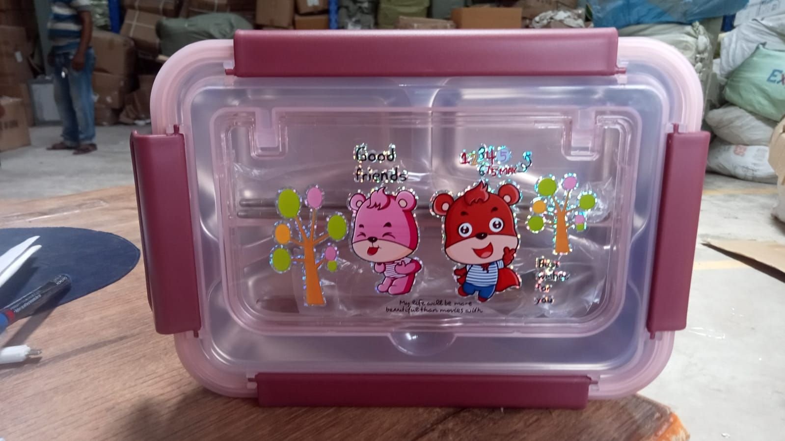 Food‑Safe Materials Kids Lunch Box With steel Spoon & chopsticks Compartment is Designed Made of 304 Stainless Steel Easy to Clean for School for Camping for Work for Home, Office - Image 6