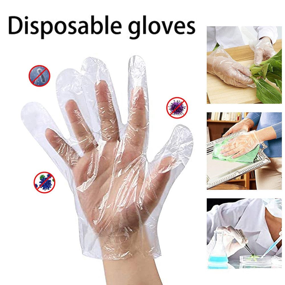 Plastic Transparent Disposable Clear Gloves (White) (100Pc) - Image 6