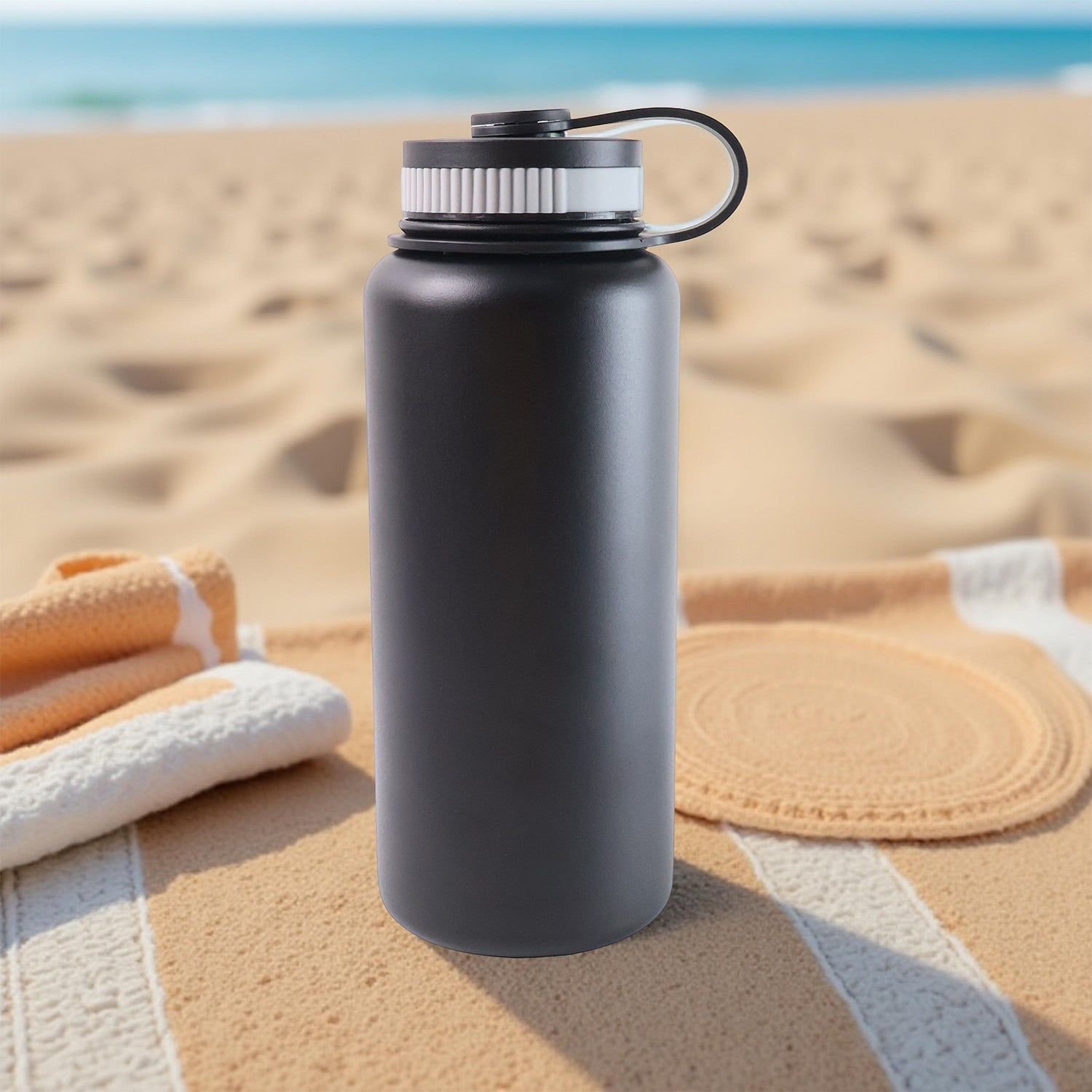 Black Stainless Steel Double Wall Vacuum-Insulated Drink Water Bottle (1000 ML) - Image 4