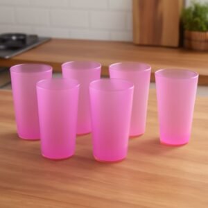 Large Glass Set – Ideal for Kitchens & Offices, Perfect for Water & Beverages (6-Piece) | Assorted Colour