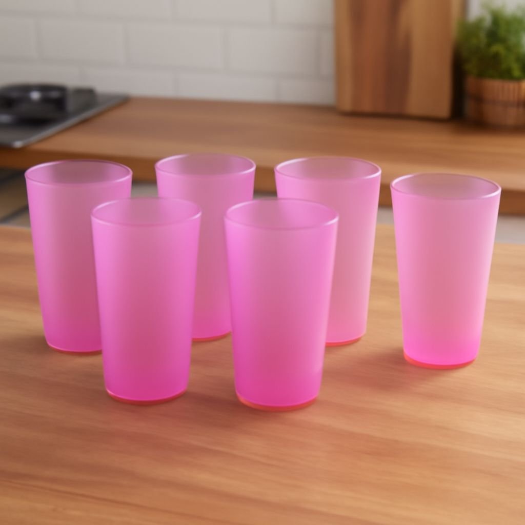 Large Glass Set – Ideal for Kitchens & Offices, Perfect for Water & Beverages (6-Piece) | Assorted Colour