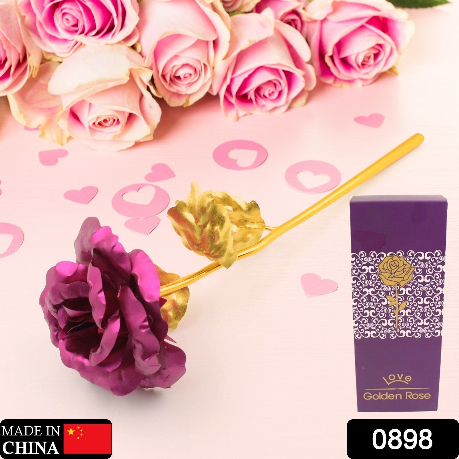 Gold Rose Artificial Rose Flower With Gift Box, Plastic Flowers Best Gifts for Friend Girl Wife Women, Golden Rose Gift for Valentine's Day, Mother's - Image 2