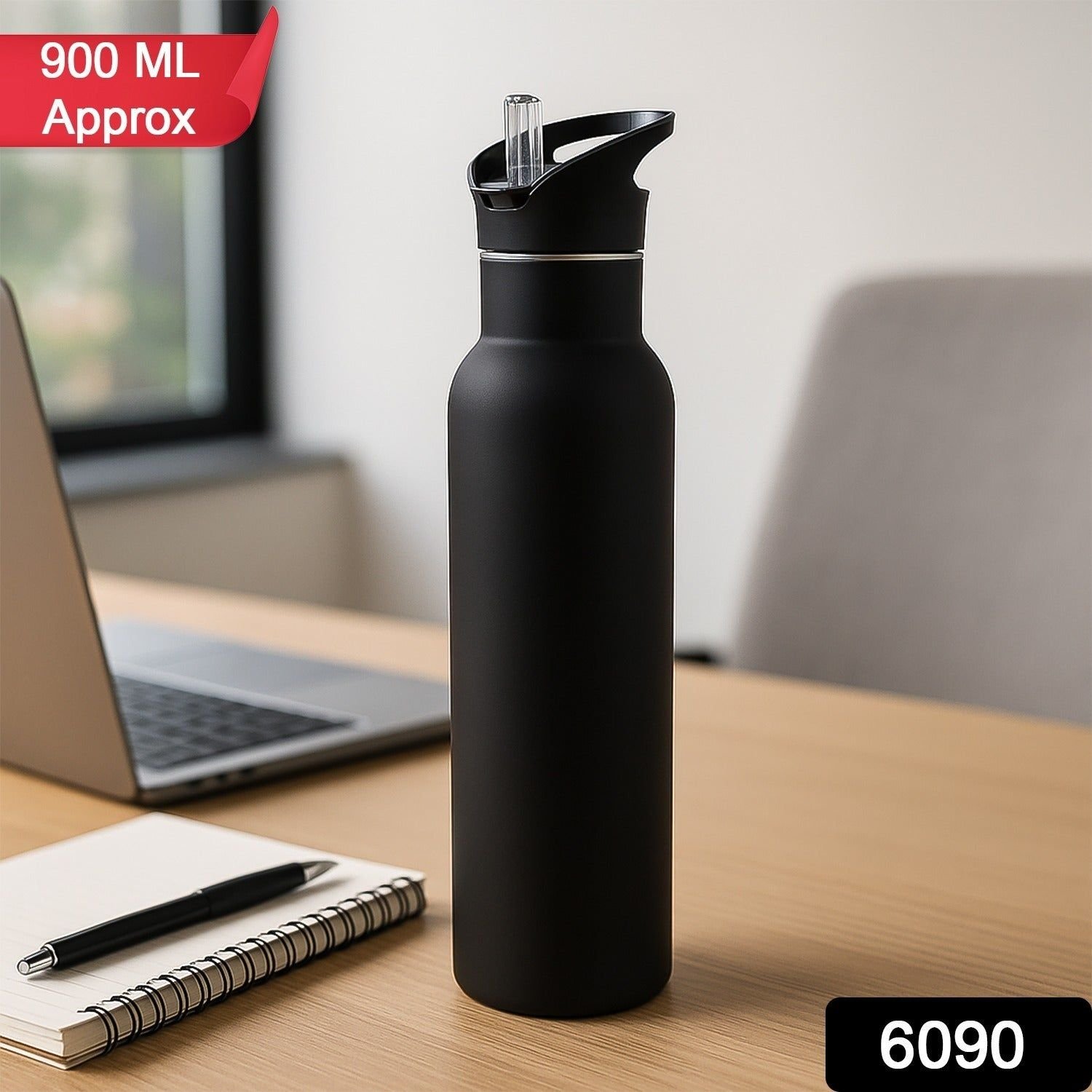 Sports Water Bottle – Matte Finish Leak-Proof Reusable Bottle 900 ML Approx (1 Pc) - Image 2