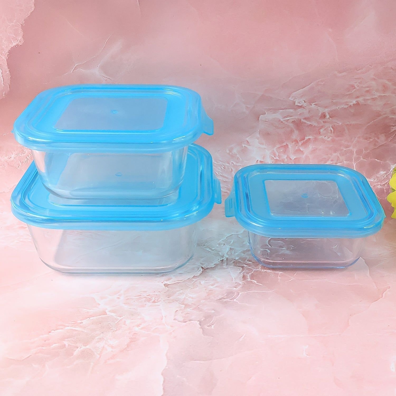 Premium Quality 3-Piece Square Glass Food Storage Container / Bowl Set - Image 6