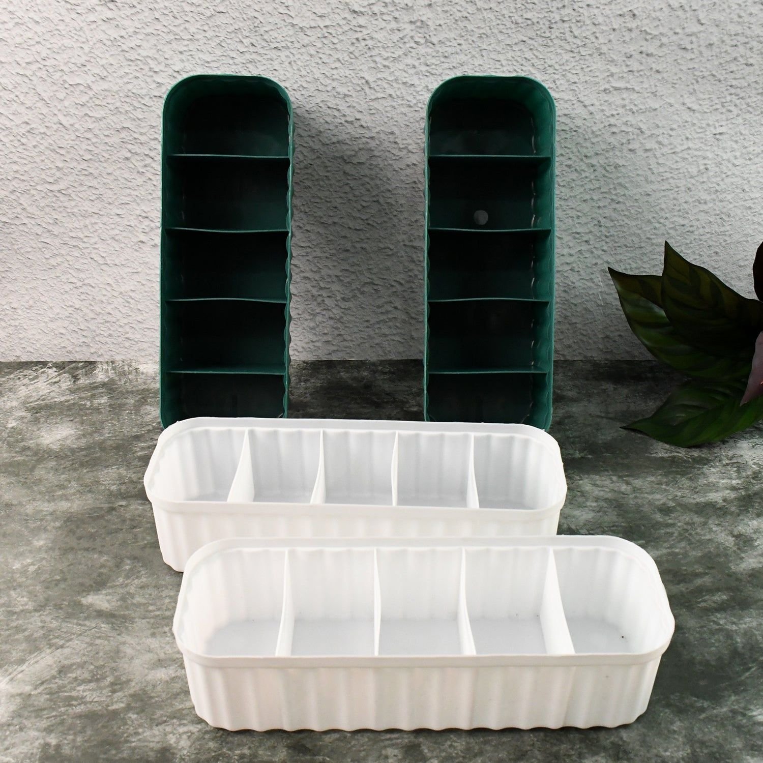 5 Compartments Socks / Handkerchief / Underwear Storage Box Socks Drawer Closet Organizer Storage Boxes (pack of 4) - Image 3