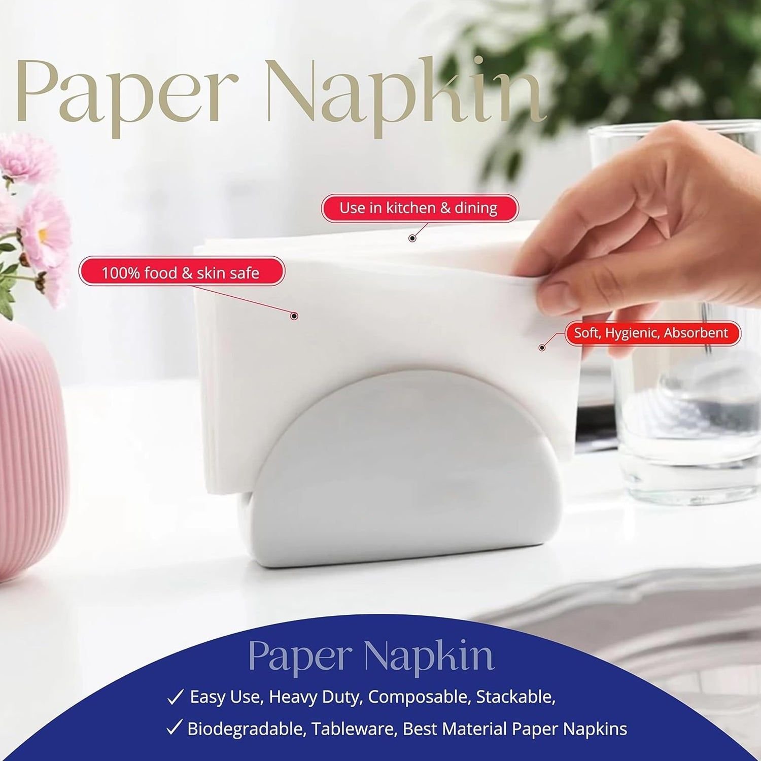 Soft & Absorbent Disposable Tissue Napkins / Paper (75 Pc) - Image 8